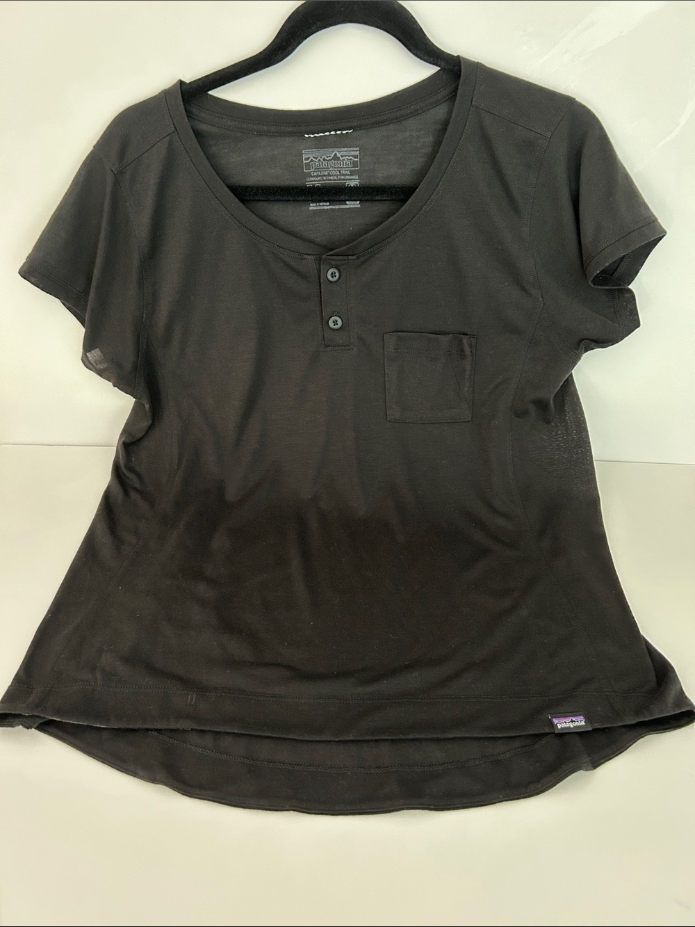 Patagonia Black Short Sleeve Henley Pocket Tee